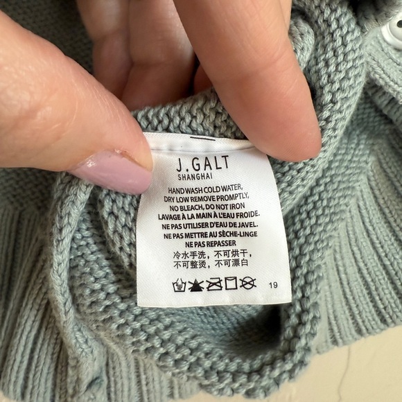 John Galt Brandy Melville Button Cardigan Academia Sage Green Cotton One Size - Picture 5 of 6